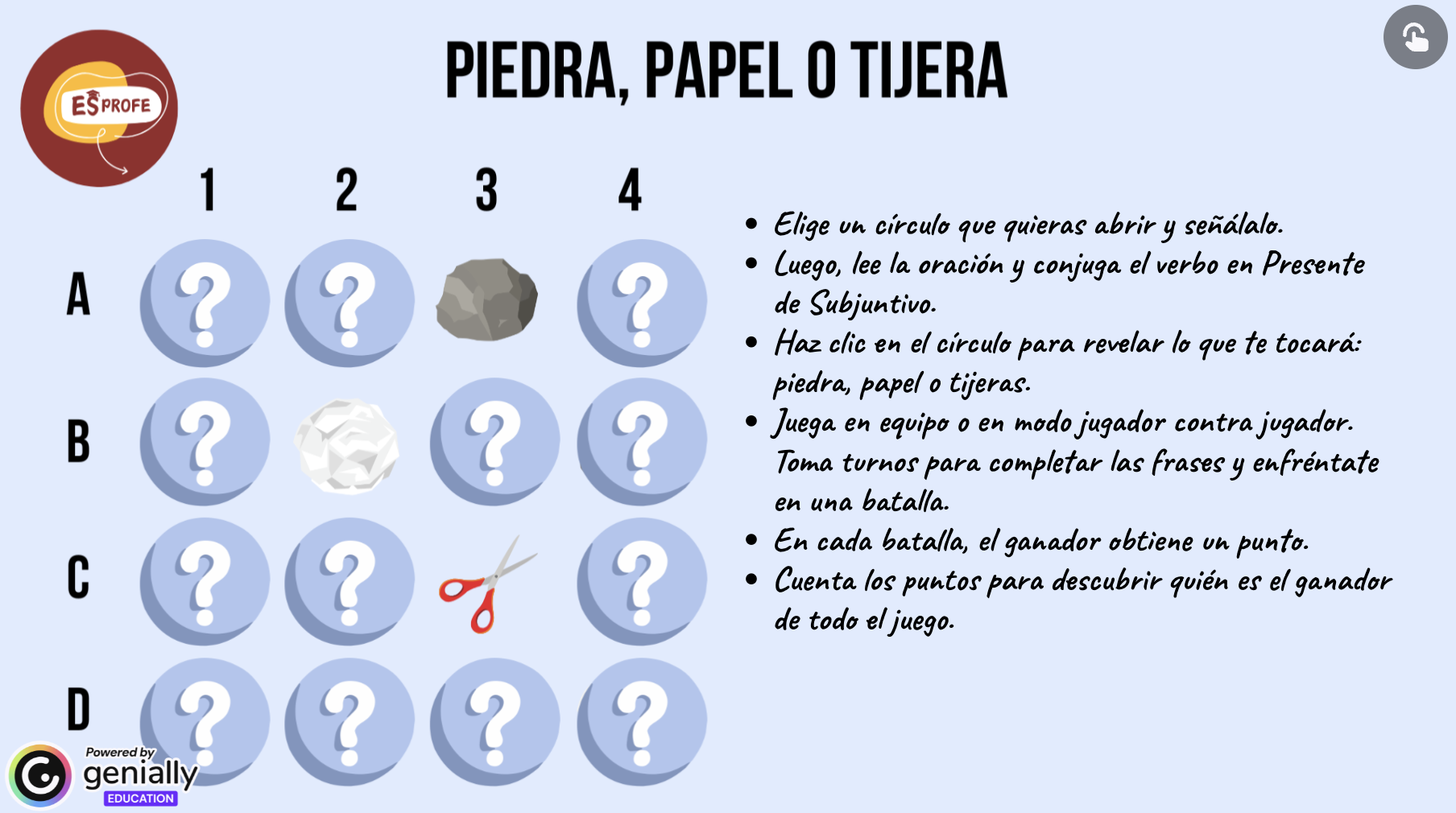 Piedra, papel o tijera - Presente de Subjuntivo
